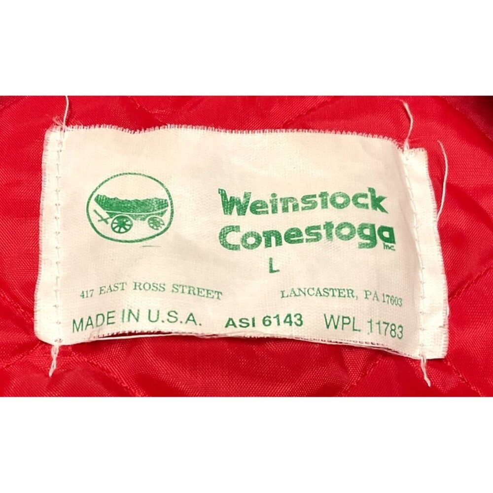 Vtg Weinstock Conestoga Red Corduroy Bomber Jacket Sz L USA Made Quilted Liner - Picture 5 of 6